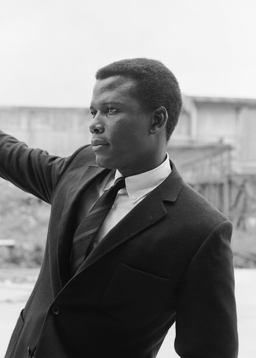 black and white image of sidney poitier