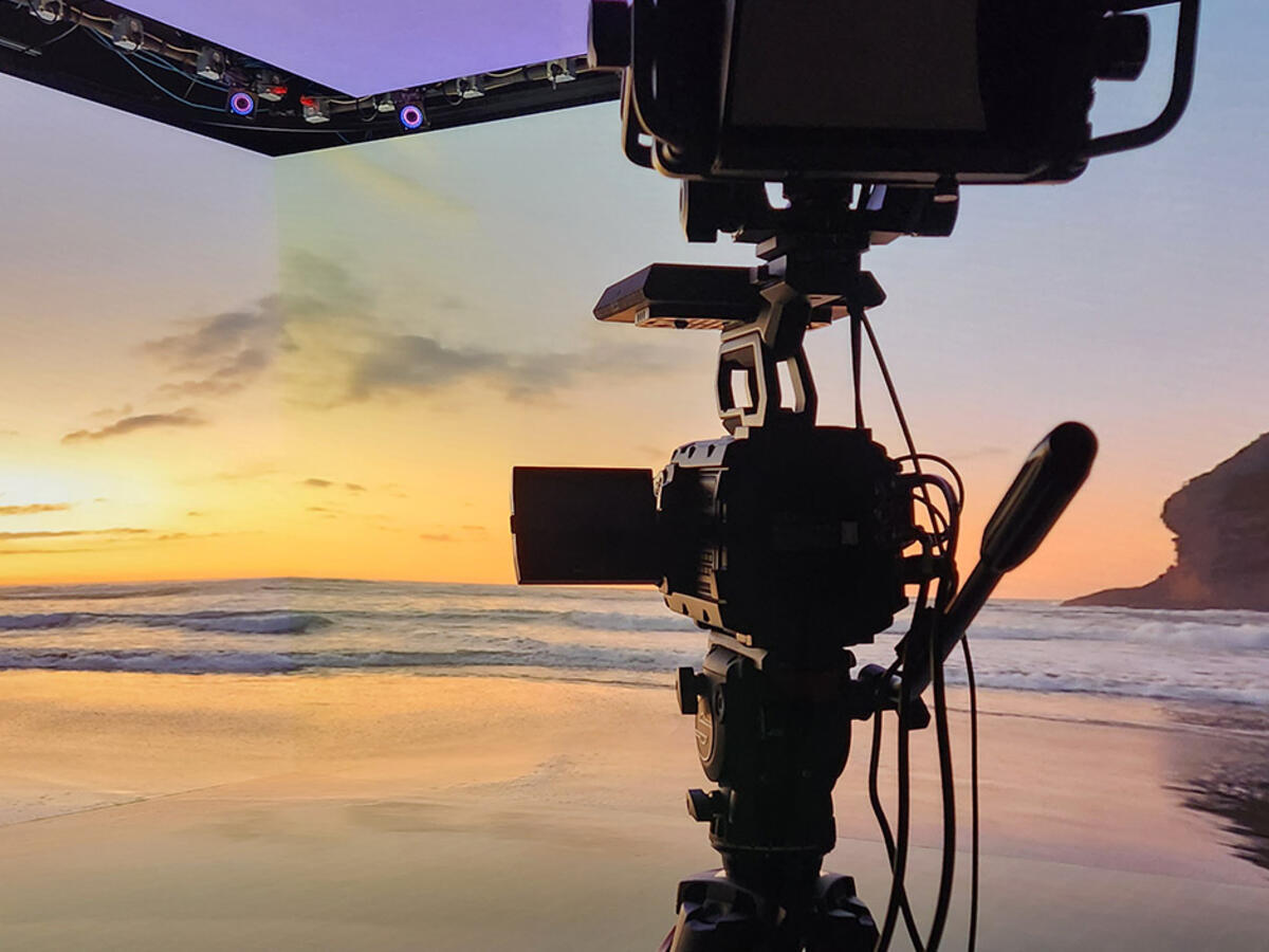camera rig in the sunset